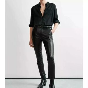 Nili Lotan Cotton Voile NL Buttondown Shirt Top Formal Black Cotton S 282336